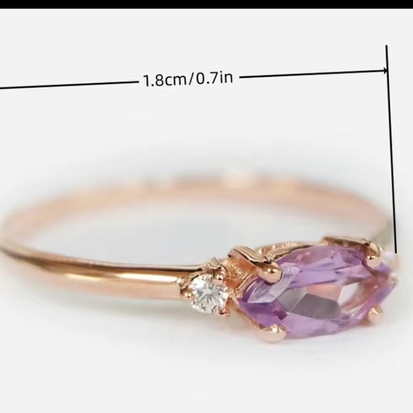 18k Gold Plated & Amethyst Ring Size 7 - Picture 4 of 8